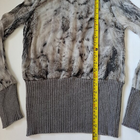 Tricot Chic Grey Silver Turtleneck Silk Wool Sweater Top Size US 8 / S - M - Picture 11 of 16